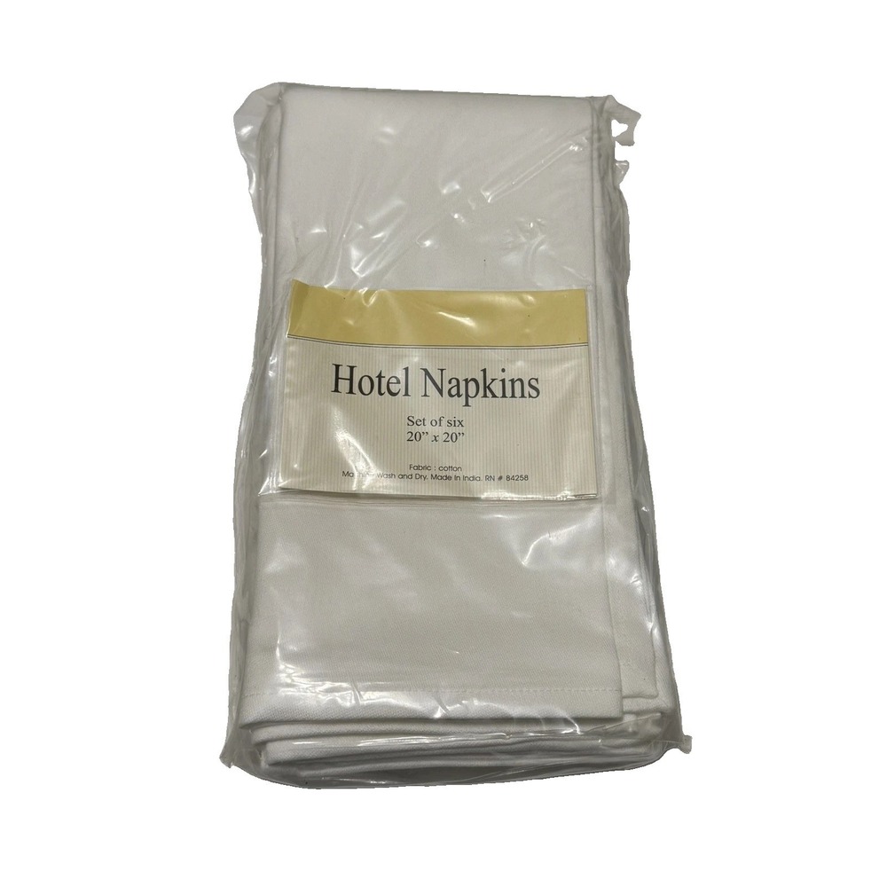 NEW Hotel Napkins Set of 6 White Cotton Cloth Dinner Napkins 20x20 Wedding